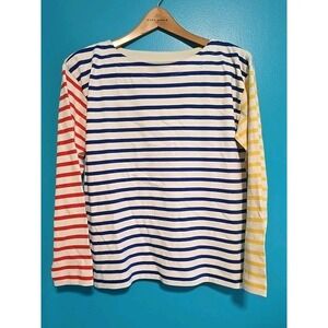 NWT Boden Medium Sophie Hotch Potch Breton Crew Neck Top Stripe Rainbow Cotton